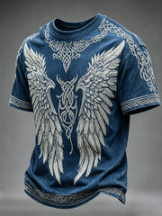 Noeud celtique Viking Vintage Homme Avec Ailes Imprimer T-shirt Manches Courtes