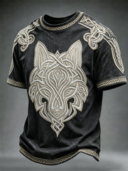 T-shirt Vintage Viking Celtic Wolf à manches courtes pour hommes