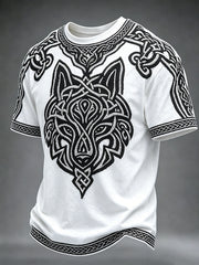 Viking Celtic Wolf Art Imprimer col rond manches courtes T-shirt pour hommes