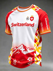 T-shirt pour hommes à imprimé football suisse