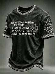 Vintage Viking Wisdom accepter le changement Imprimer T-shirt à manches courtes pour hommes