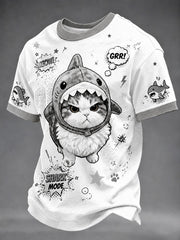T-shirt décontracté unisexe pour hommes, imprimé pop art chat