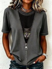 T-shirt humoristique pour femme avec chat