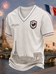 T-shirt col en V de la Fête nationale française pour hommes