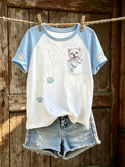 T-shirt à manches courtes à col rond imprimé pour femme