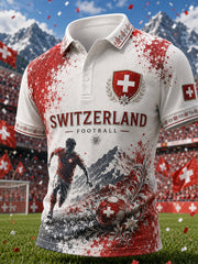 Polo à manches courtes pour homme avec imprimé footballistique