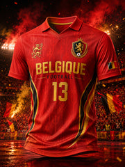 Polo Homme Manches Courtes Imprimé Lion Et Football