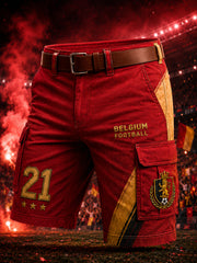 Pantalons cargo courts pour homme à imprimé lion de football