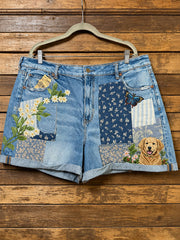 Shorts décontractés à imprimé chien femme