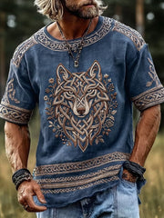 T-shirt décontracté au motif viking vintage
