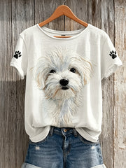 T-shirt à manches courtes Maltese Dog & Paw Prints Femme