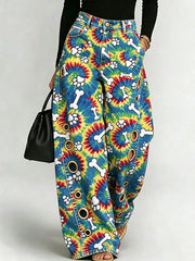 Pantalon à jambes larges pour femme, motif animalier artistique