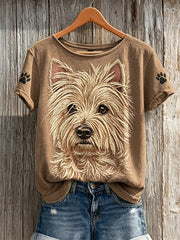 Yorkshire Terrier Dog & Paw Prints T-shirt à manches courtes pour femme