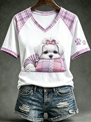 T-shirt femme à manches courtes, ample, à imprimé animaux mignons et chiens, style vintage tendance