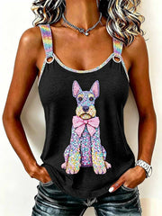 Motif de chien romantique imprimé Camisole Top des femmes