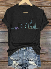 Les femmes de Cat Lover Design élégant fer sur T-shirt à manches courtes