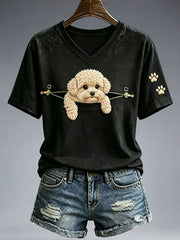 T-shirt adorable pour femmes avec motif caniche