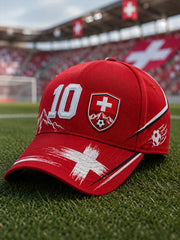 Chapeau avec imprimé graphique de football d'inspiration alpine
