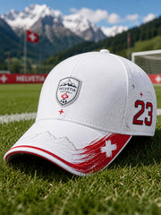 Bonnet à imprimé football d’inspiration alpine