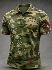 Polo à manches courtes pour homme avec imprimé de style militaire