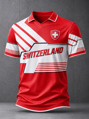 T-shirt artistique pour amoureux du football suisse, modèle homme