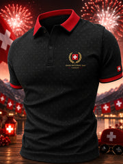 Polo à manches courtes pour homme avec imprimé sur le thème de la fête nationale