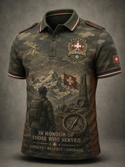 Polo à manches courtes pour homme avec imprimé de style militaire