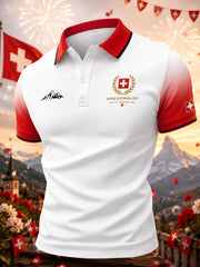 Polo à manches courtes pour homme avec imprimé sur le thème de la fête nationale