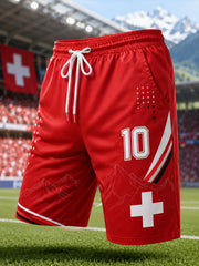 Short athlétique à imprimé d'inspiration alpine et soccer pour homme