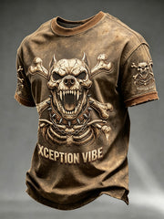 Les hommes de Dark Animal Imprimé Vintage Fashion lâche T-shirt à manches courtes