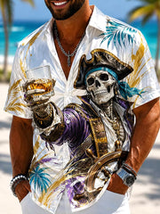 Chemise Skull Pirate Captain Vacation Drinking Art Print pour hommes