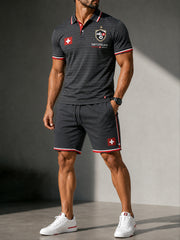 Polo Homme Manches Courtes Et Short Imprimé Thème Football