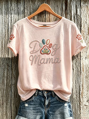 T-shirt femme à manches courtes imprimé motif chien mignon