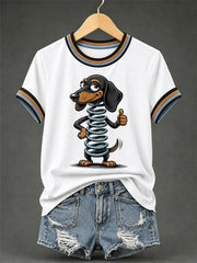 T-shirt décontracté humoristique pour femme à imprimé chien