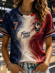 T-shirt femme France Football à col rond et manches courtes