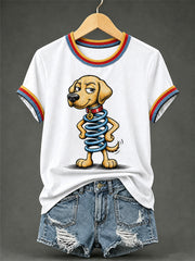 T-shirt décontracté humoristique pour femme à imprimé chien
