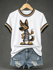 T-shirt décontracté humoristique pour femme à imprimé chien