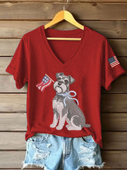 T-shirt décontracté à imprimé schnauzer pour femmes