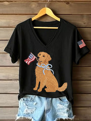 T-shirt décontracté Golden Retriever Print Femme
