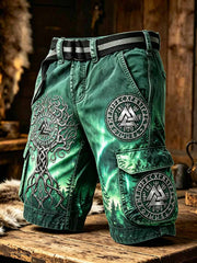 Shorts vintage pour homme avec motif viking imprimé