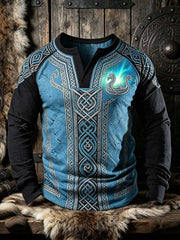 Sweat-shirt rétro pour homme à imprimé viking
