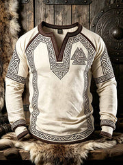 Sweat-shirt rétro pour homme à imprimé viking