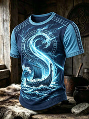 T-shirt pour homme à imprimé rétro motif viking