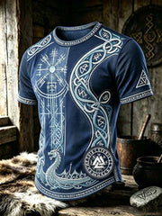 T-shirt vintage pour homme à imprimé viking