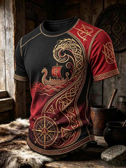 T-shirt vintage pour homme à imprimé viking