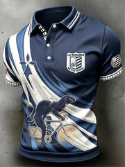 Polo décontracté pour homme, blanc breton, motif vison, imprimé cyclisme