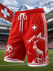 Shorts de sport pour homme à imprimé inspiré des Alpes et du football