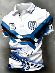 Polo de sport décontracté à rayures pour homme, imprimé Bretagne, France