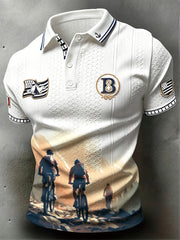 Polo de sport décontracté pour homme, imprimé cyclisme breton vintage