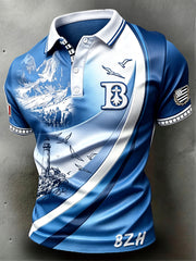 Polo décontracté pour homme à imprimé cycliste breton